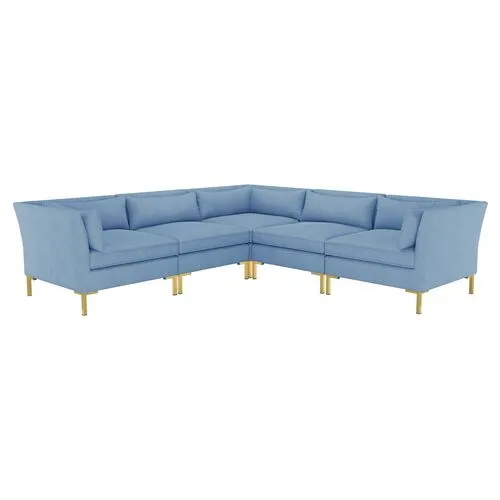 Marceau Linen L-Shaped Sectional - Handcrafted - Blue