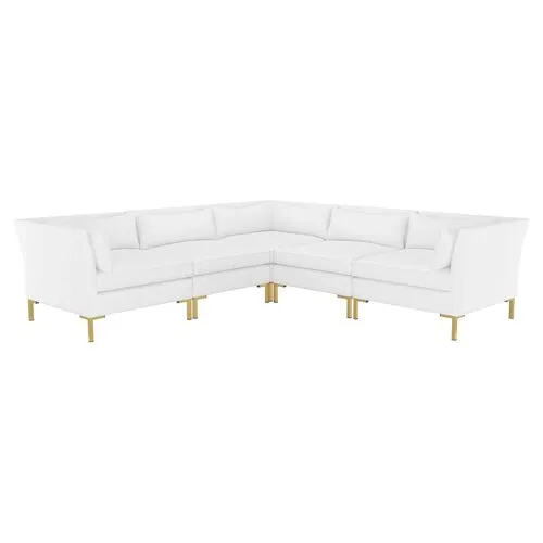 Marceau Linen L-Shaped Sectional - Handcrafted - White