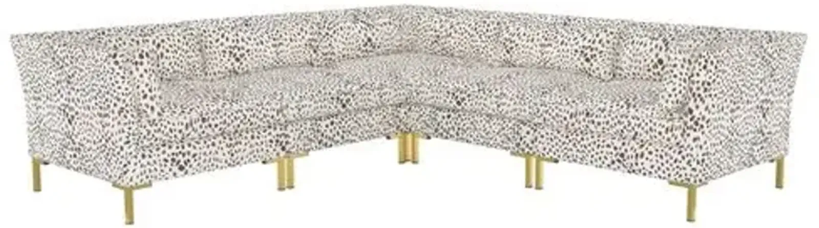 Marceau L-Shaped Sectional - Cheetah - Handcrafted - Gray