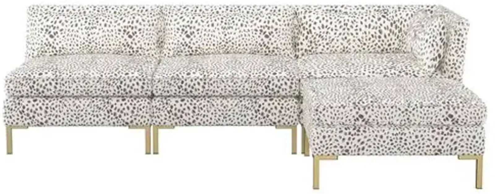 Marceau Reversible Sectional - Cheetah - Handcrafted - Ivory