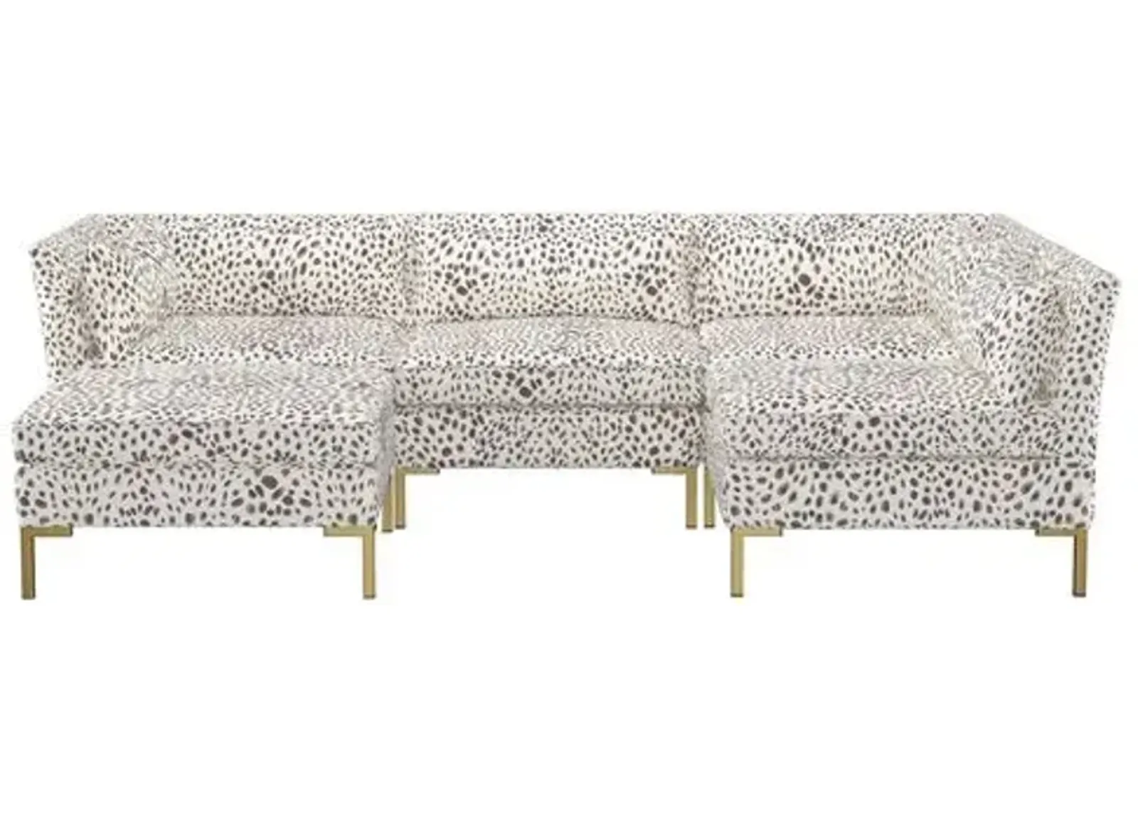 Marceau U-Shaped Sectional - Cheetah - Handcrafted - Ivory