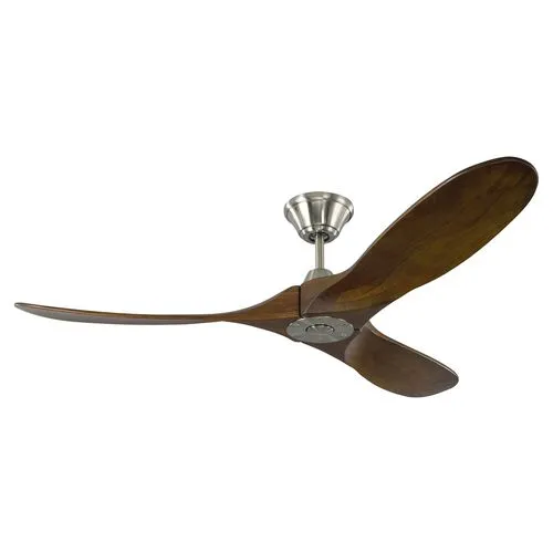 Visual Comfort - Maverick Ceiling Fan - Dark Walnut/Steel - Brown - 3 Blades, Hand-Held Remote Control, Energy Efficient, 6 Speed DC Motor