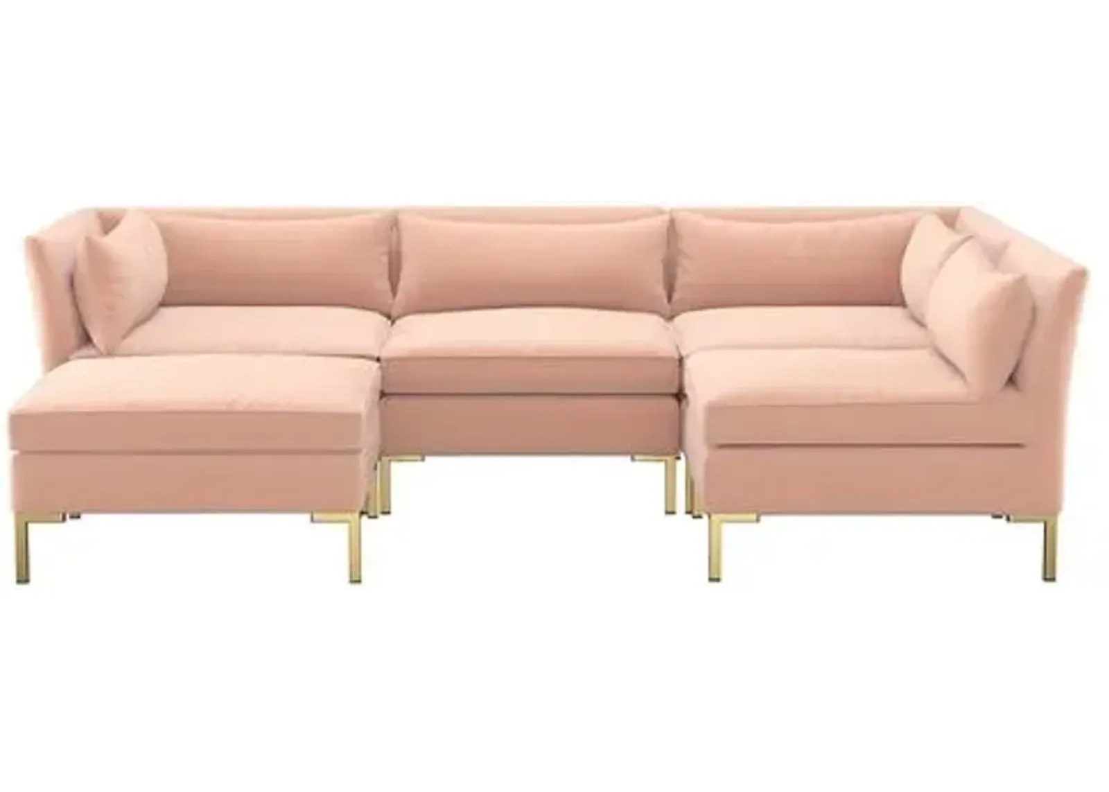 Marceau Velvet U-Shaped Sectional - Handcrafted - Pink