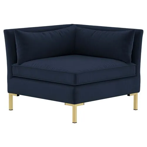 Marceau Velvet L-Shaped Sectional - Handcrafted - Blue