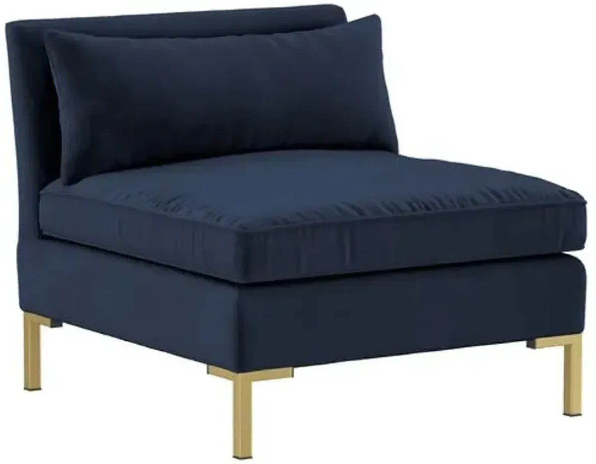 Marceau Velvet L-Shaped Sectional - Handcrafted - Blue