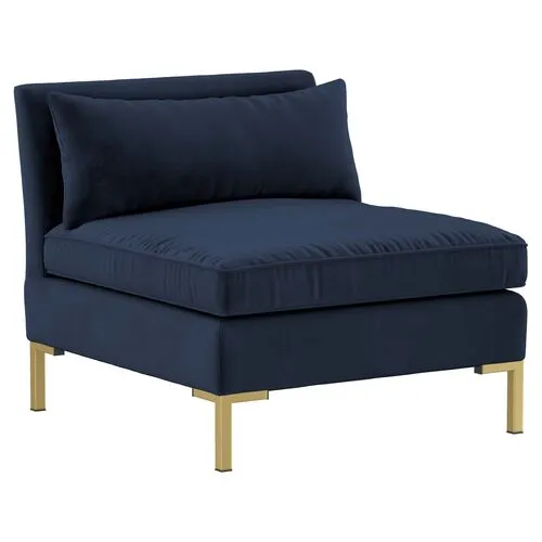 Marceau Velvet L-Shaped Sectional - Handcrafted - Blue