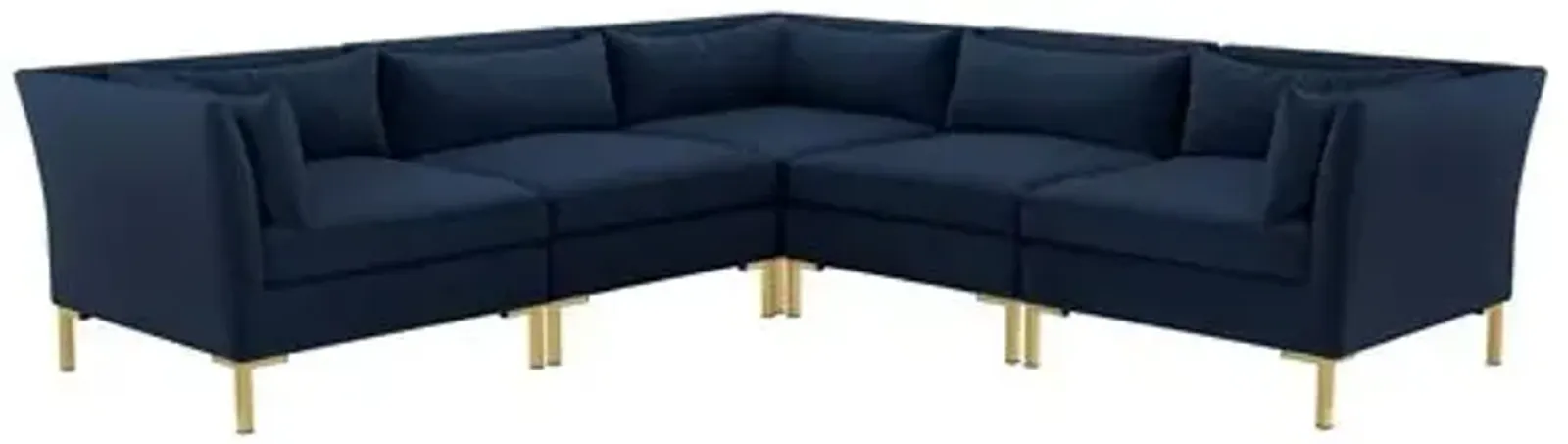 Marceau Velvet L-Shaped Sectional - Handcrafted - Blue