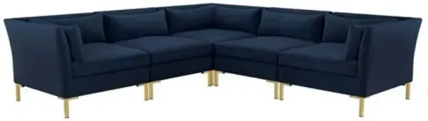 Marceau Velvet L-Shaped Sectional - Handcrafted - Blue