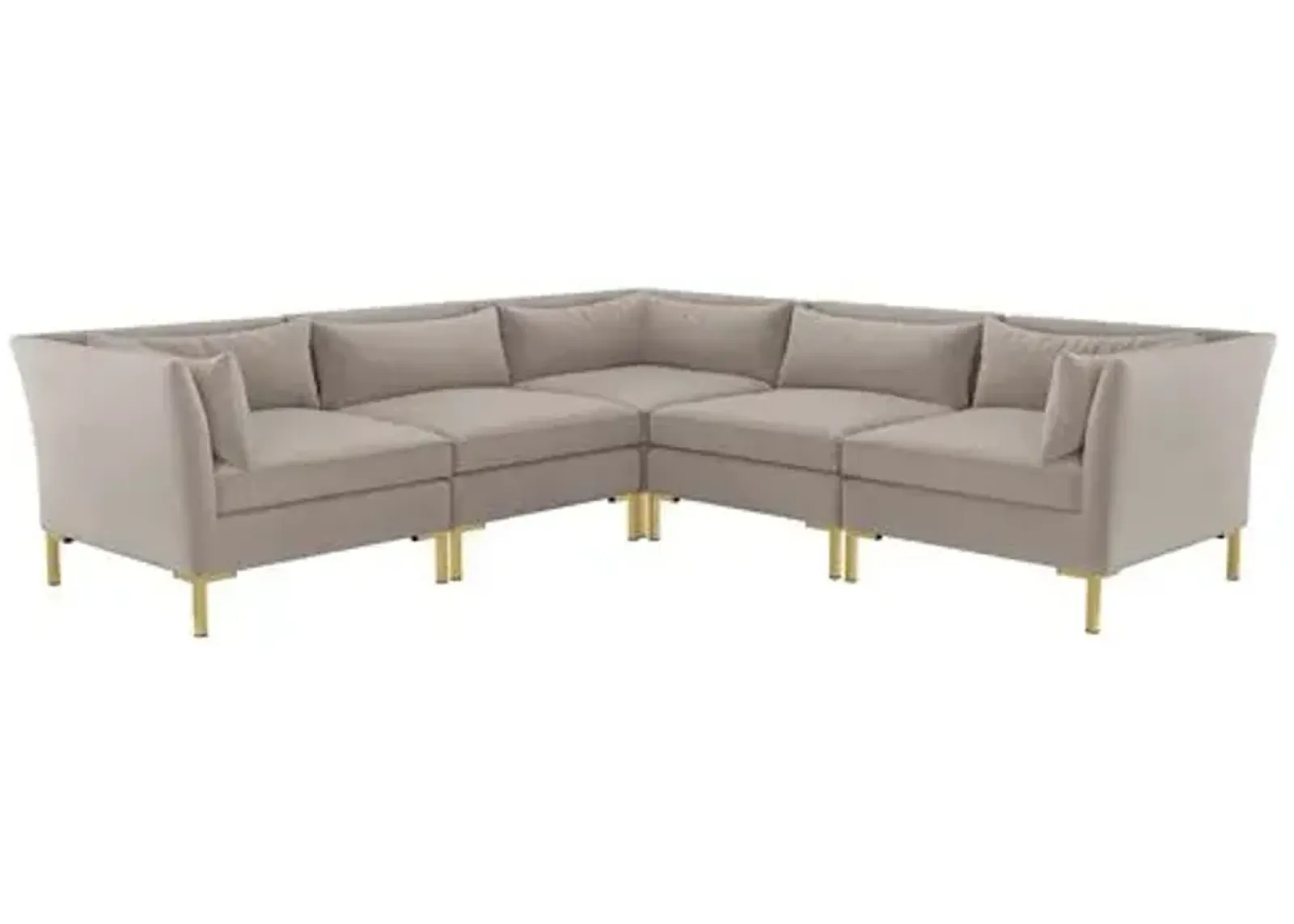 Marceau Velvet L-Shaped Sectional - Handcrafted - Gray