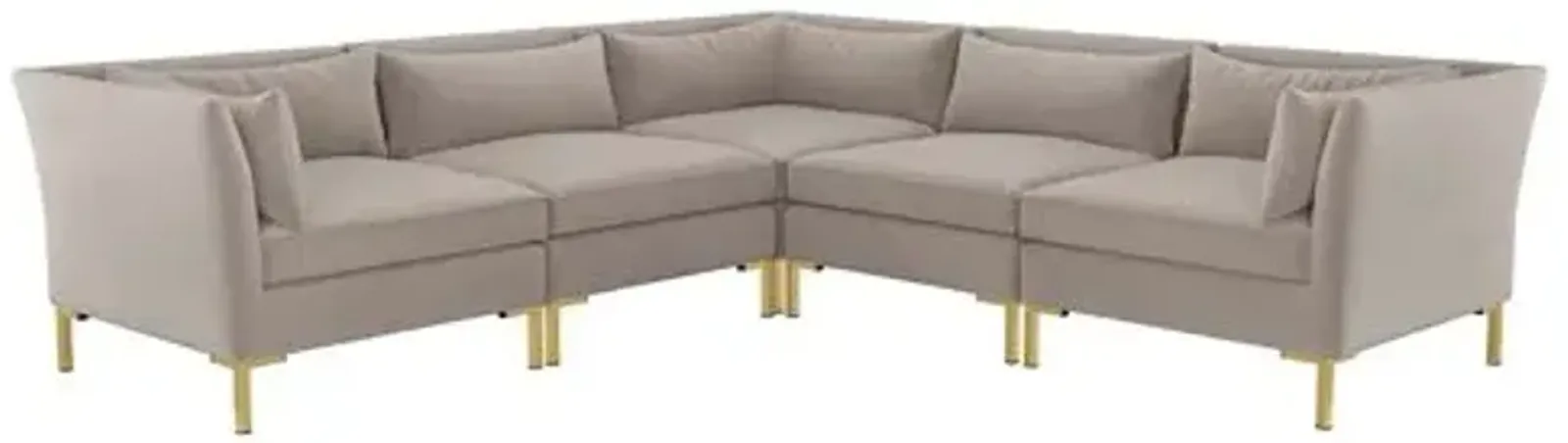 Marceau Velvet L-Shaped Sectional - Handcrafted - Gray