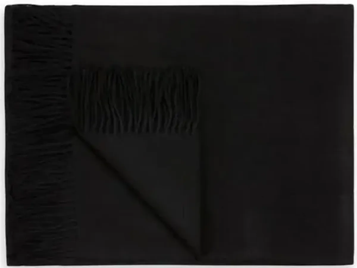Madison Alpaca Throw - Johanna Howard - Black - Lightweight, Soft, Warm, Alpaca Wool, Fringed