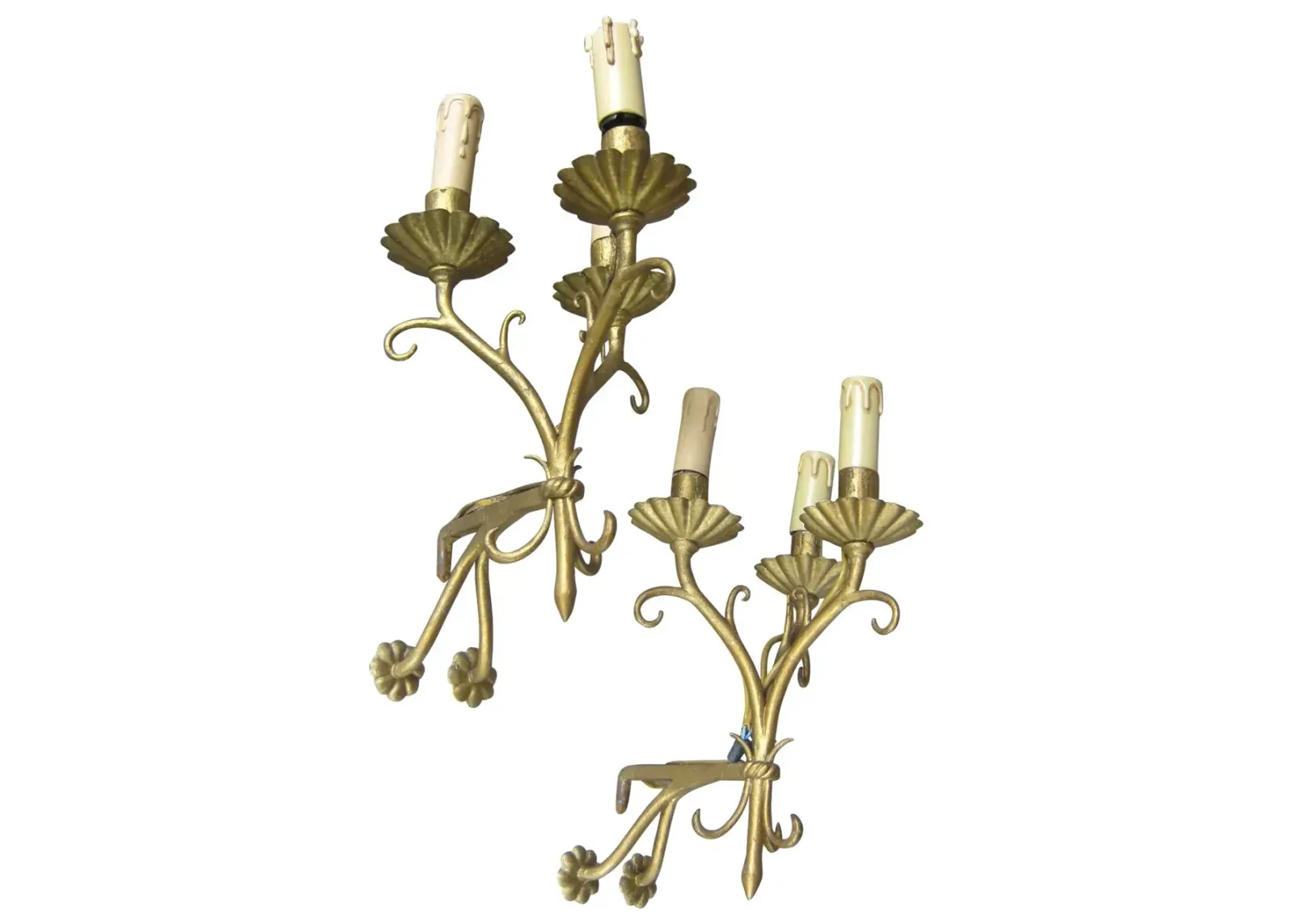 Maison Bagu s 3-Light Gilt Sconces - Set of 2 - Something Vintage - Gold