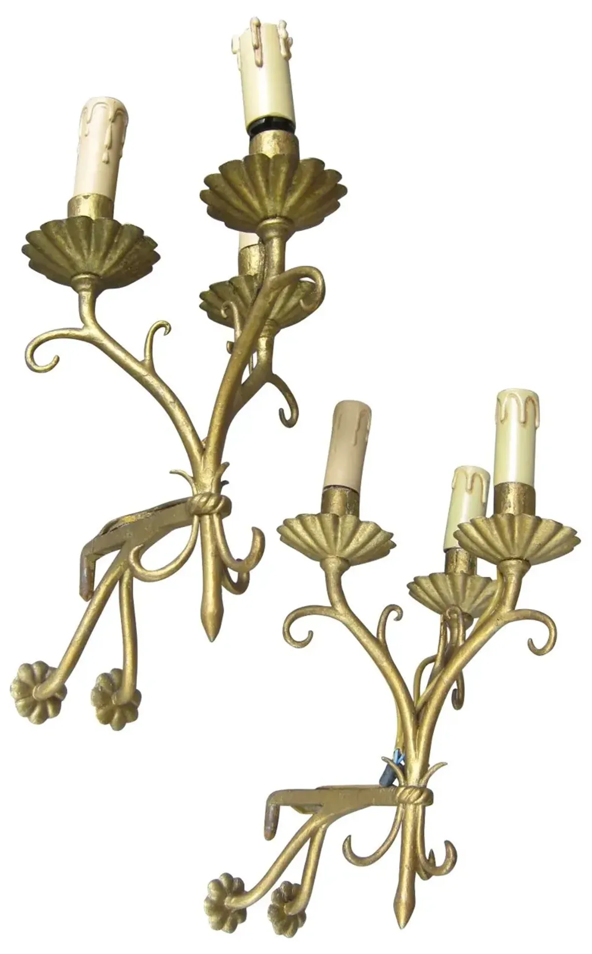 Maison Bagu s 3-Light Gilt Sconces - Set of 2 - Something Vintage - Gold