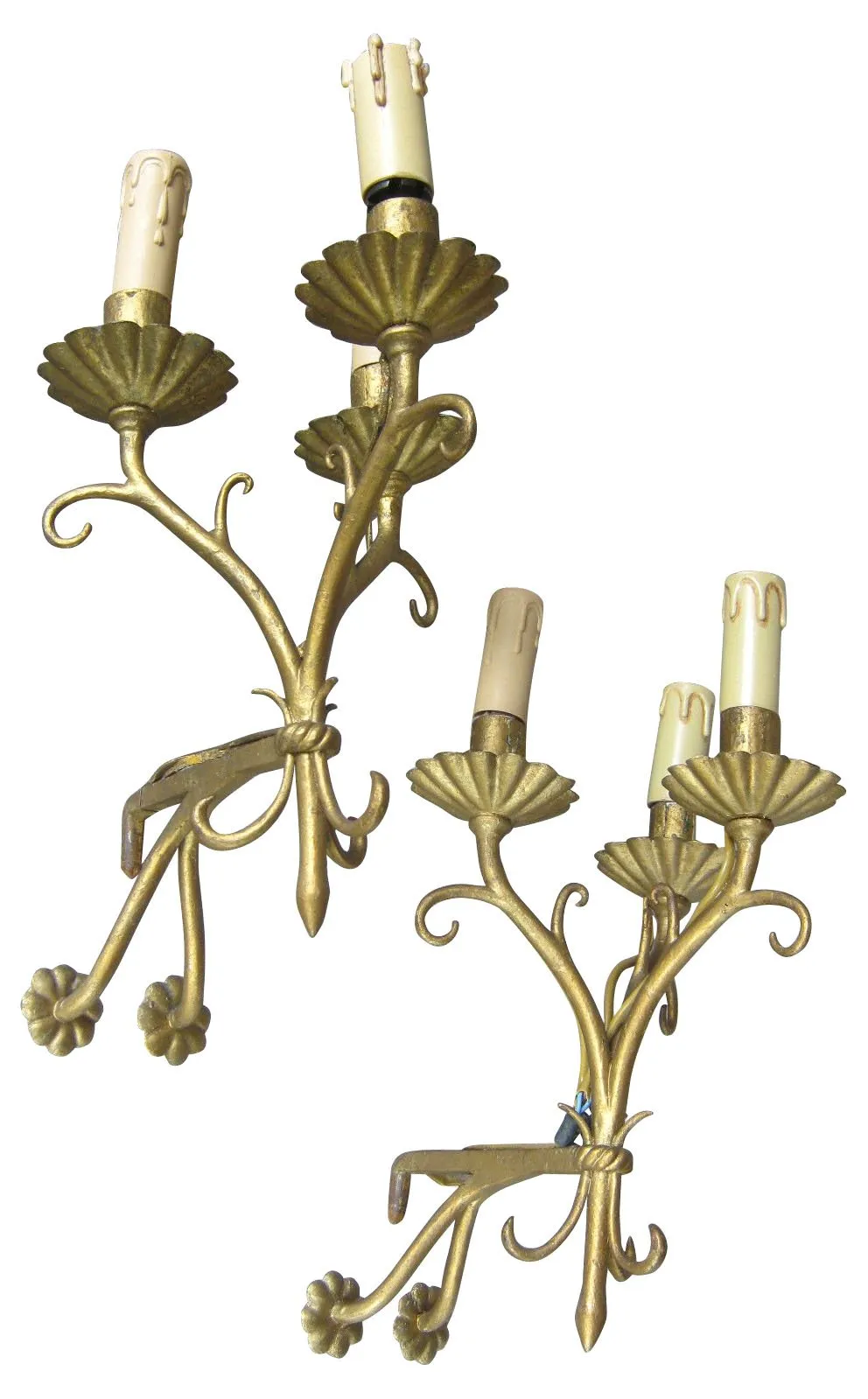 Maison Bagu s 3-Light Gilt Sconces - Set of 2 - Something Vintage - Gold