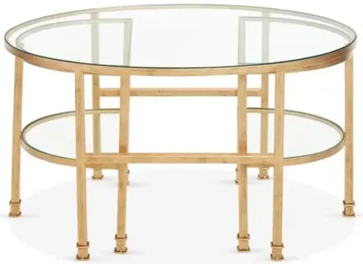 Asst. of 3 Paquet Nesting Coffee Tables - Antiqued Gold