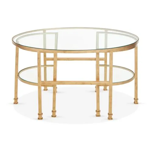 Asst. of 3 Paquet Nesting Coffee Tables - Antiqued Gold