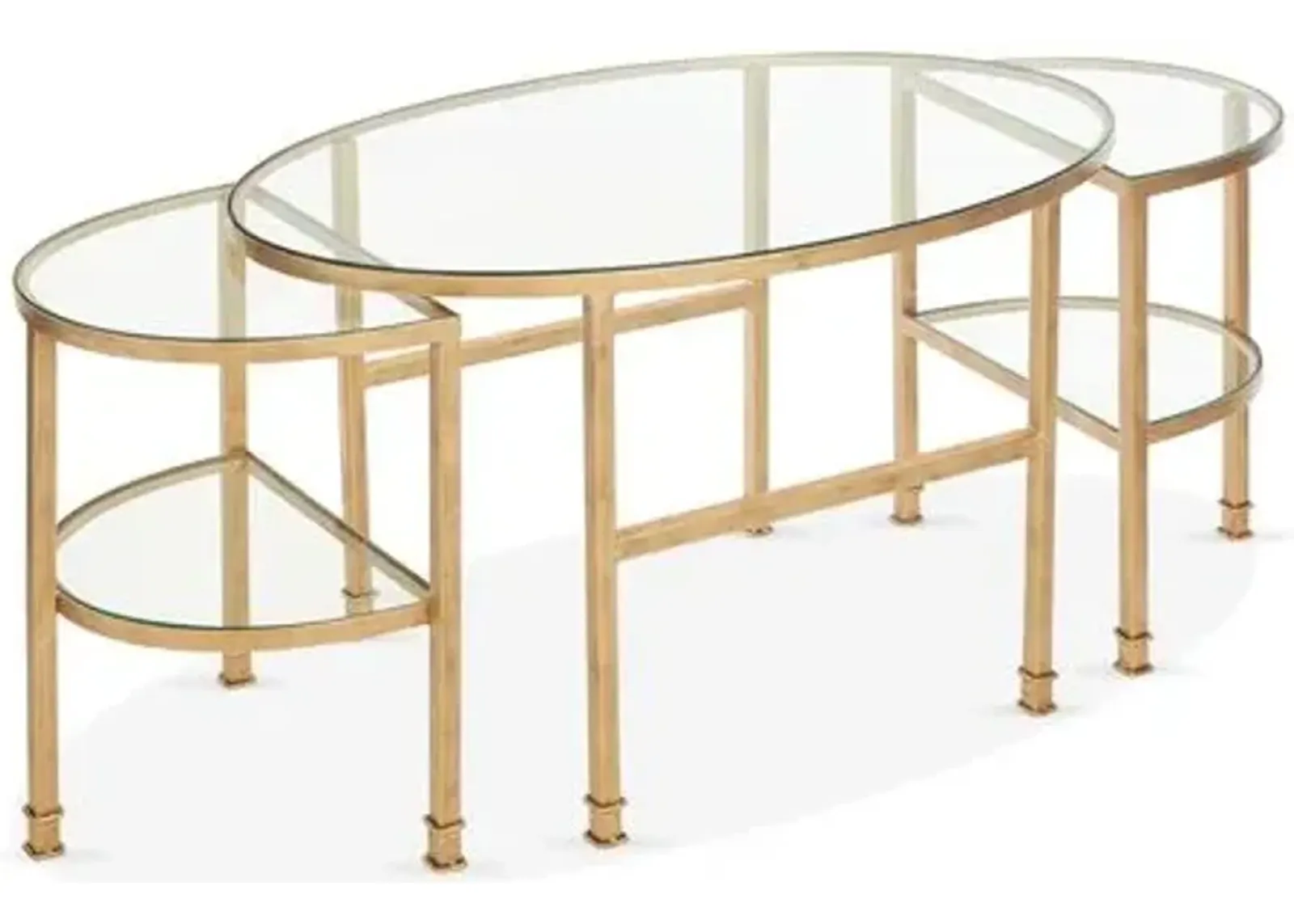 Asst. of 3 Paquet Nesting Coffee Tables - Antiqued Gold