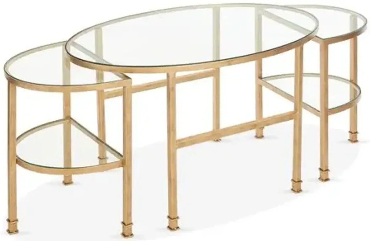 Asst. of 3 Paquet Nesting Coffee Tables - Antiqued Gold