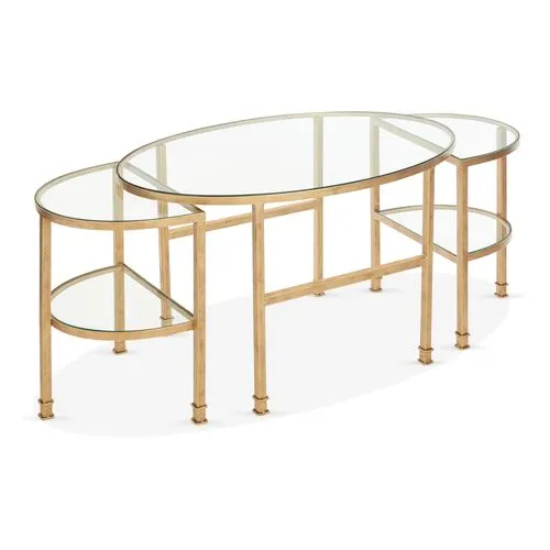 Asst. of 3 Paquet Nesting Coffee Tables - Antiqued Gold