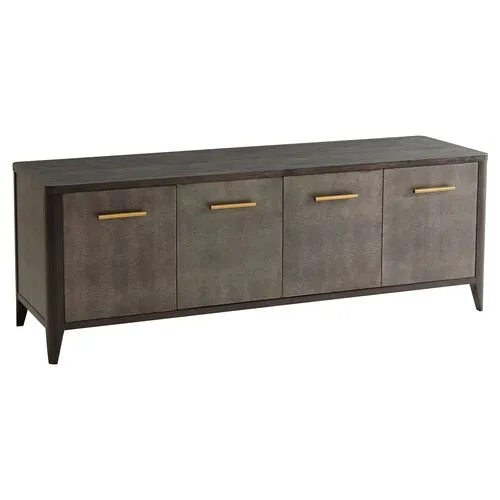 Creswick Faux-Shagreen Media Console - Java - TA Studio - Brown