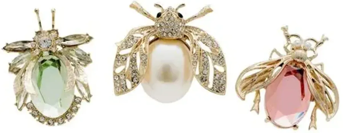 Set of 3 Sparkle Bug Wreath Clips - Gold - Joanna Buchanan