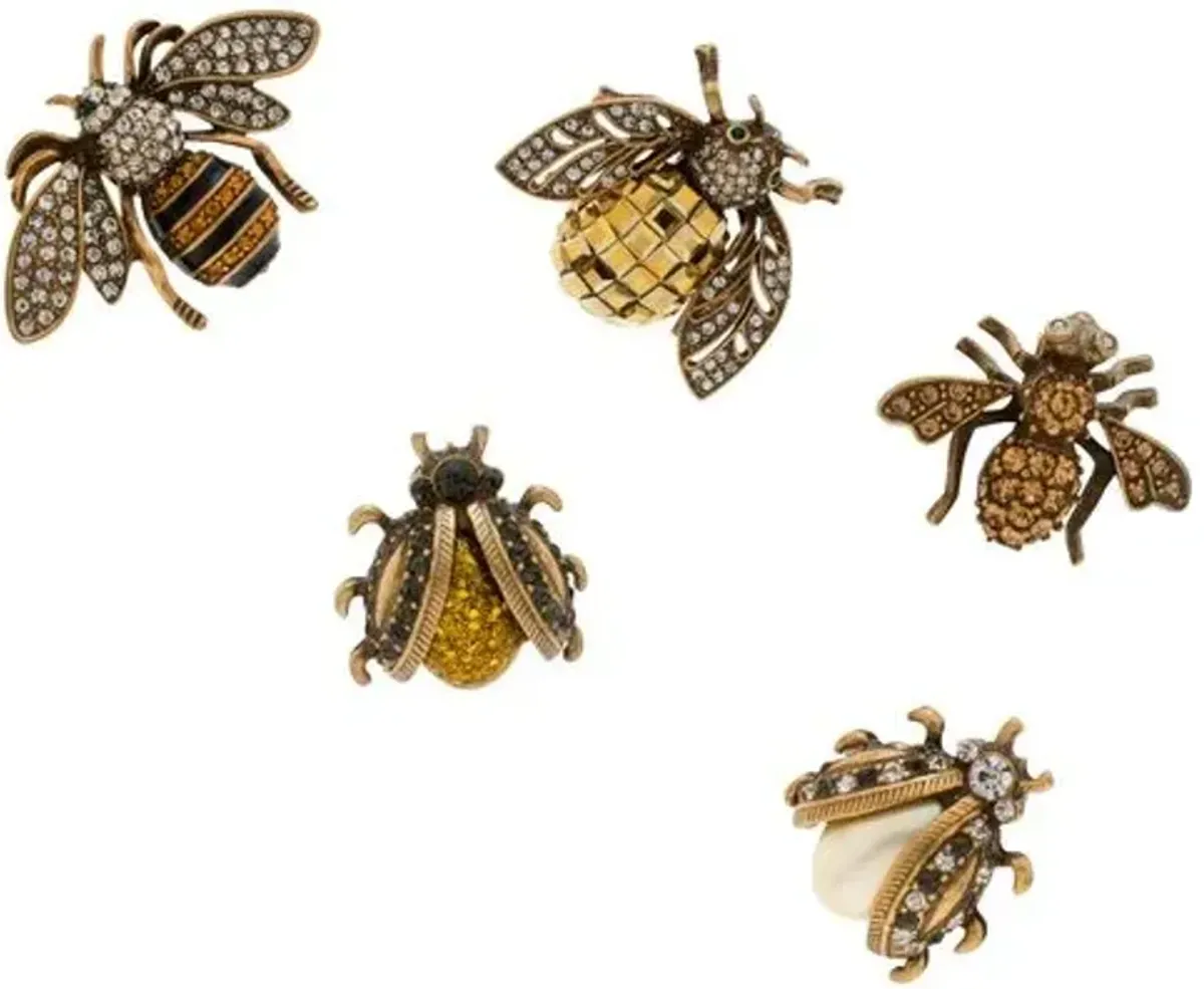 Set of 5 Mini Bug Clip Wreath Clips - Gold - Joanna Buchanan