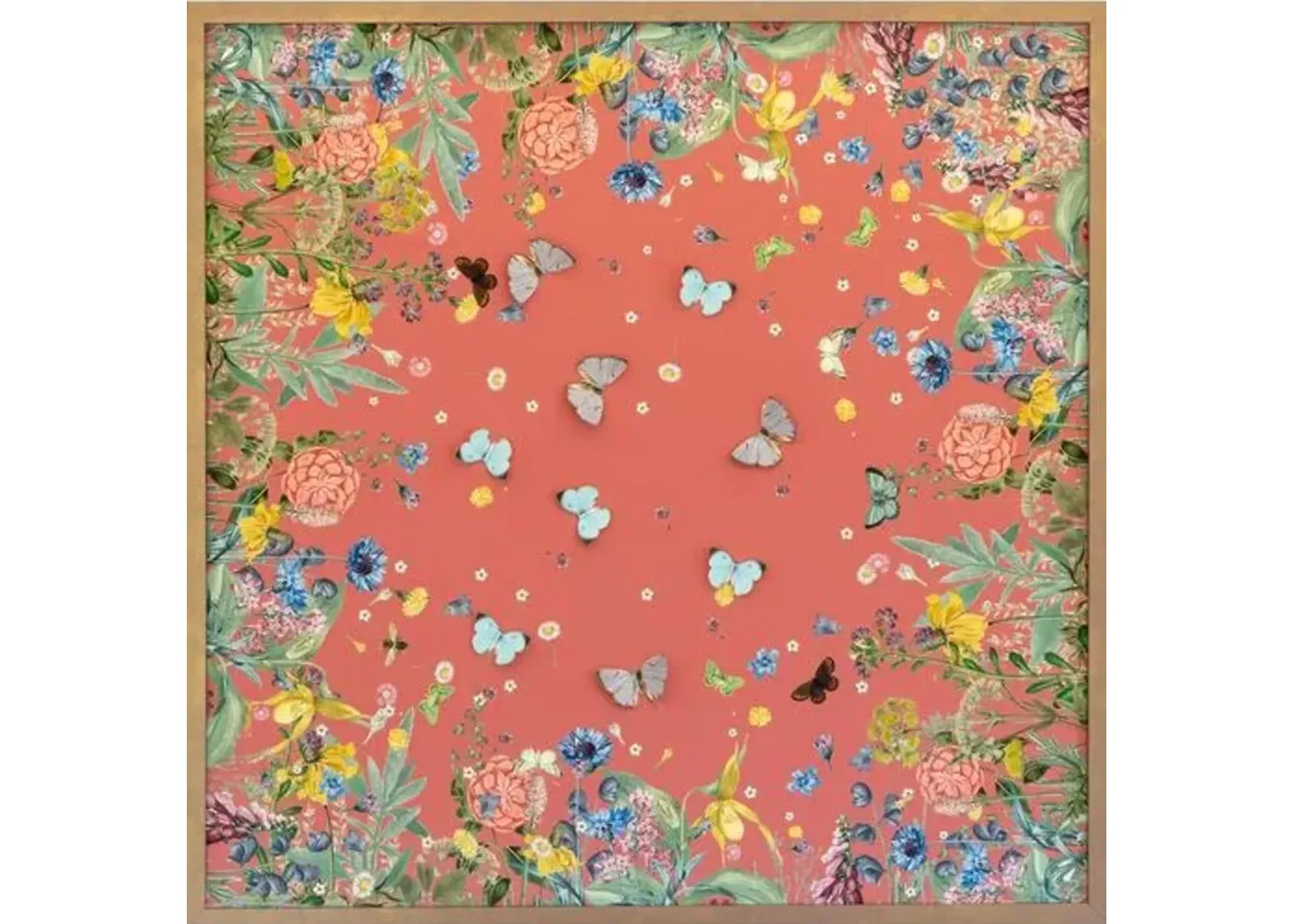 Coral Scarf with Dimensional Butterflies - Dawn Wolfe Design - Pink