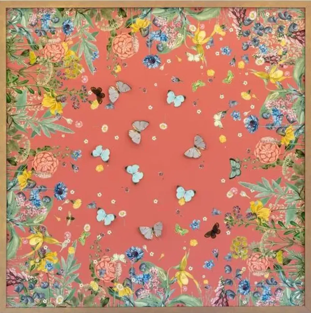 Coral Scarf with Dimensional Butterflies - Dawn Wolfe Design - Pink