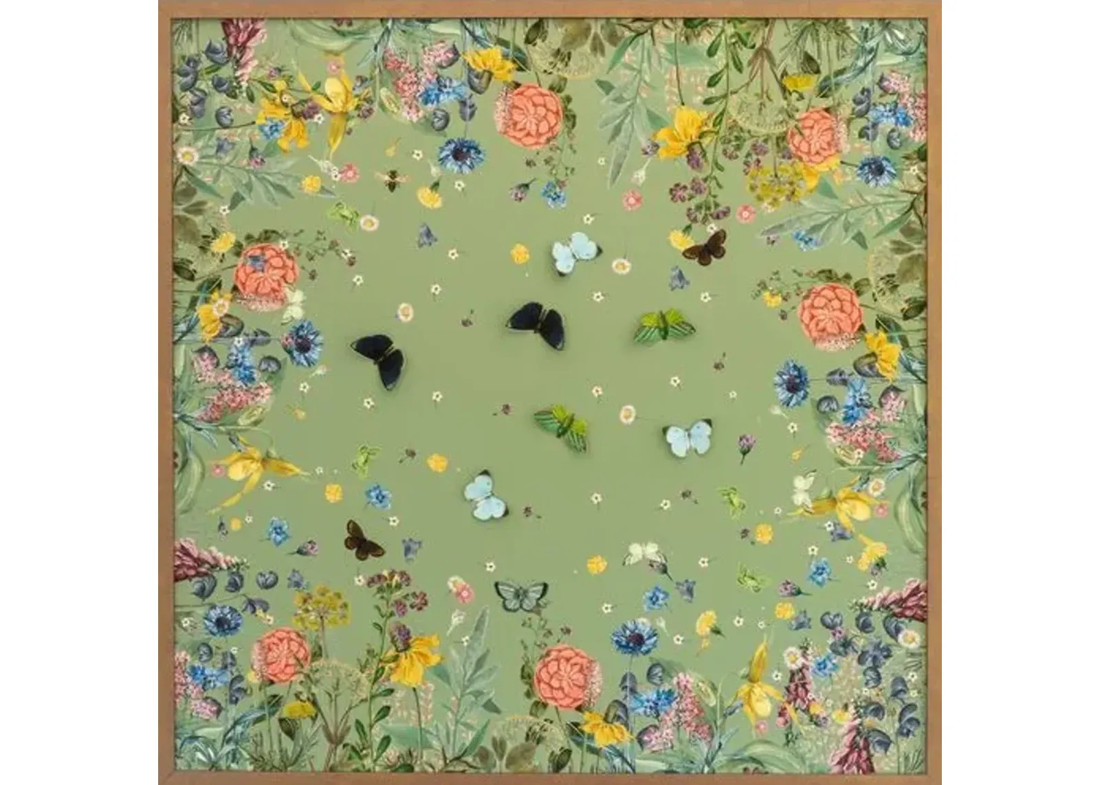 Dawn Wolfe - Green Scarf with Butterflies - Dawn Wolfe Design - Pink