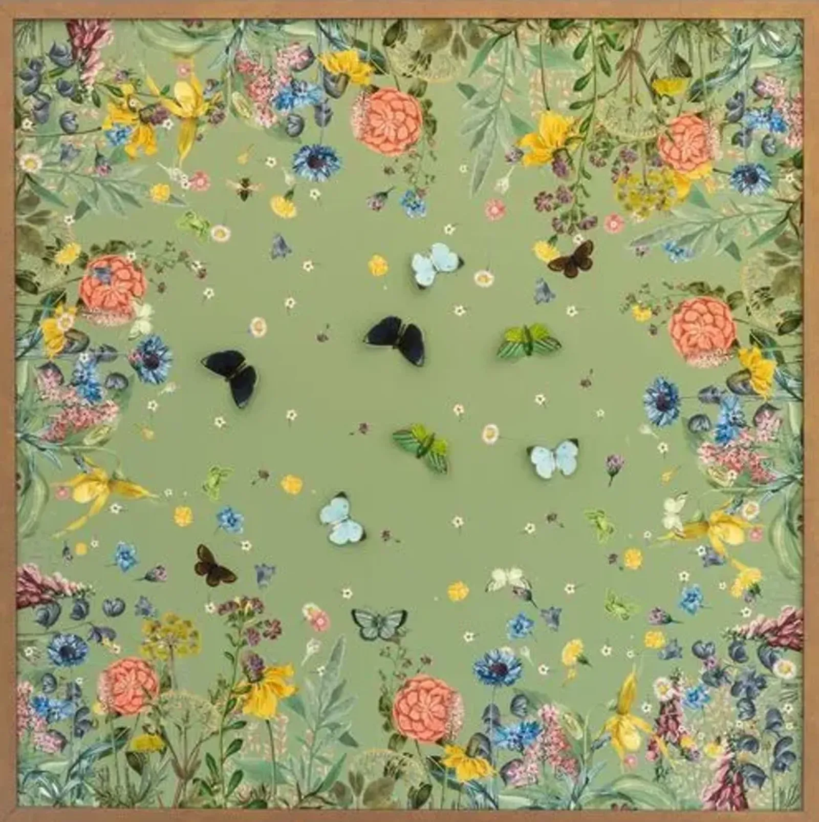 Dawn Wolfe - Green Scarf with Butterflies - Dawn Wolfe Design - Pink