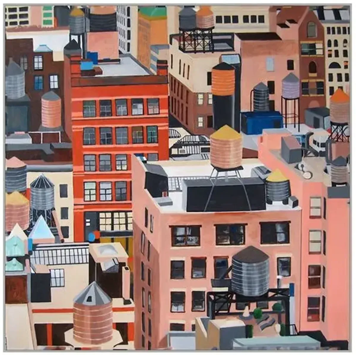 Painting - Toni Silber-Delerive - NYC Water Tanks