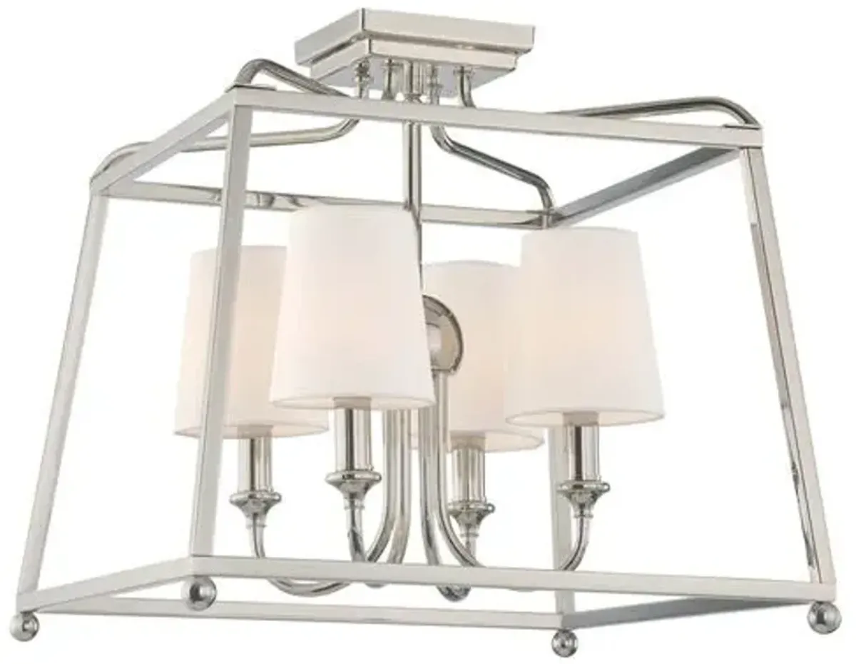 Sylvan 4-Light Flush Mount - Polished Nickel - Crystorama - Silver