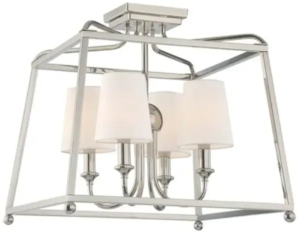 Sylvan 4-Light Flush Mount - Polished Nickel - Crystorama - Silver