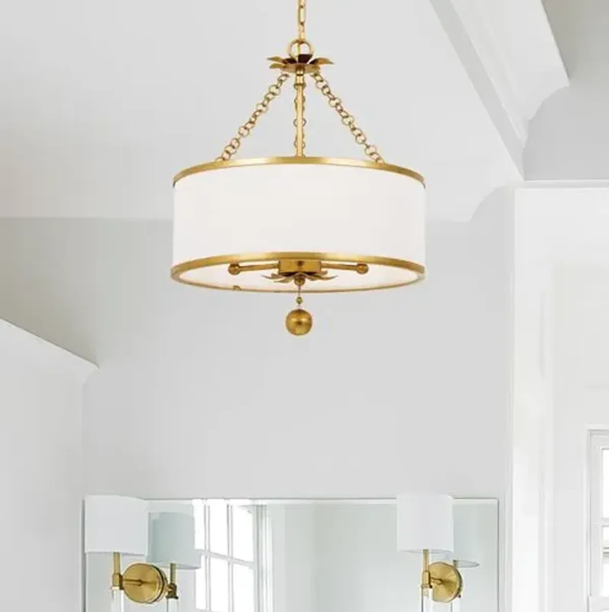 Broche 3-Light Chandelier - Antiqued Gold - Crystorama