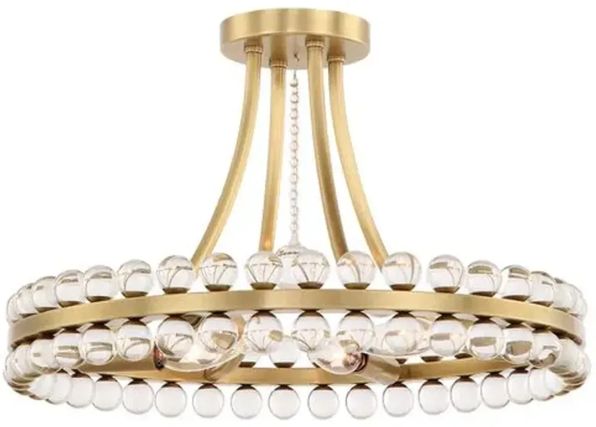 Clover 4-Light Flush Mount - Aged Brass - Crystorama - Gold