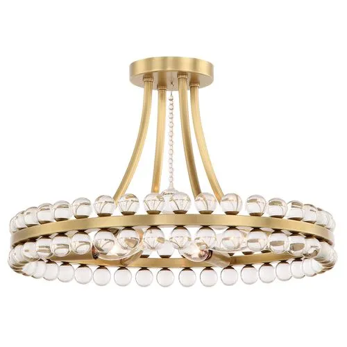 Clover 4-Light Flush Mount - Aged Brass - Crystorama - Gold