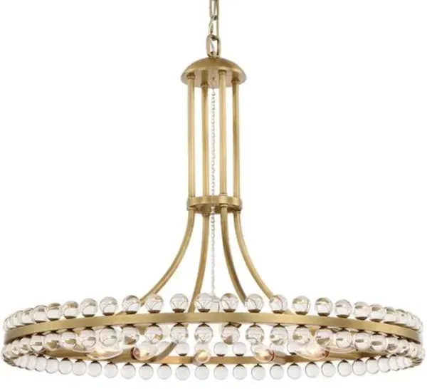 Clover 12-Light Chandelier - Aged Brass - Crystorama - Gold