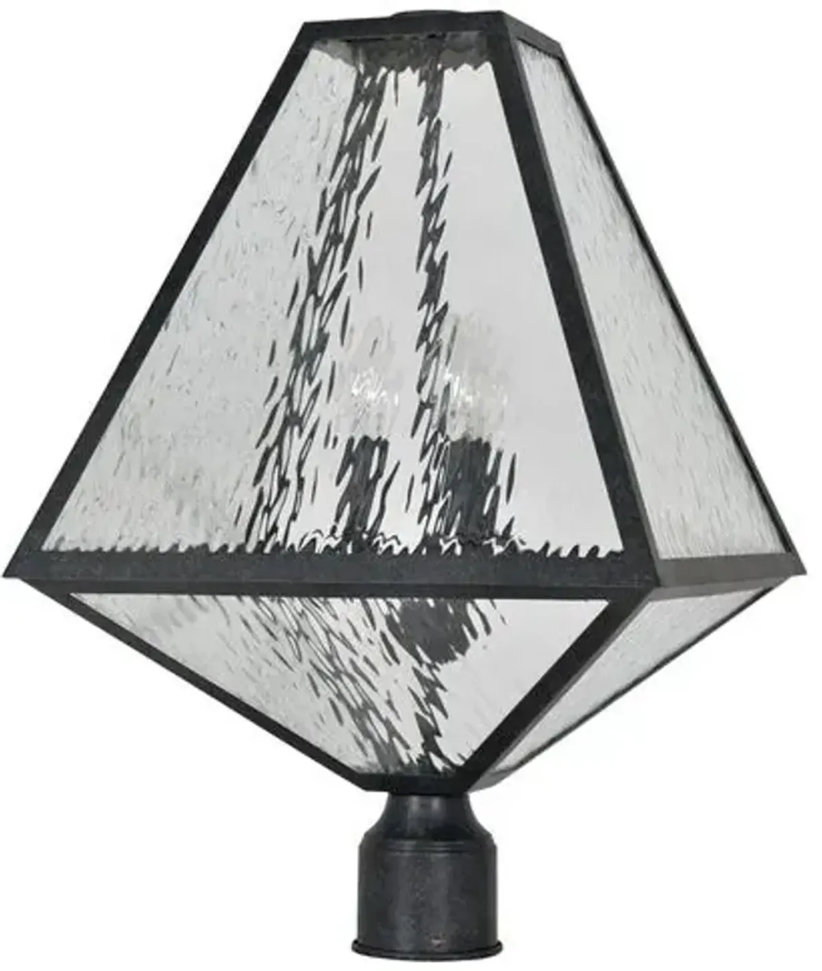 Glacier Large Outdoor 3-Light Post Lamp - Black Charcoal/Clear - Crystorama