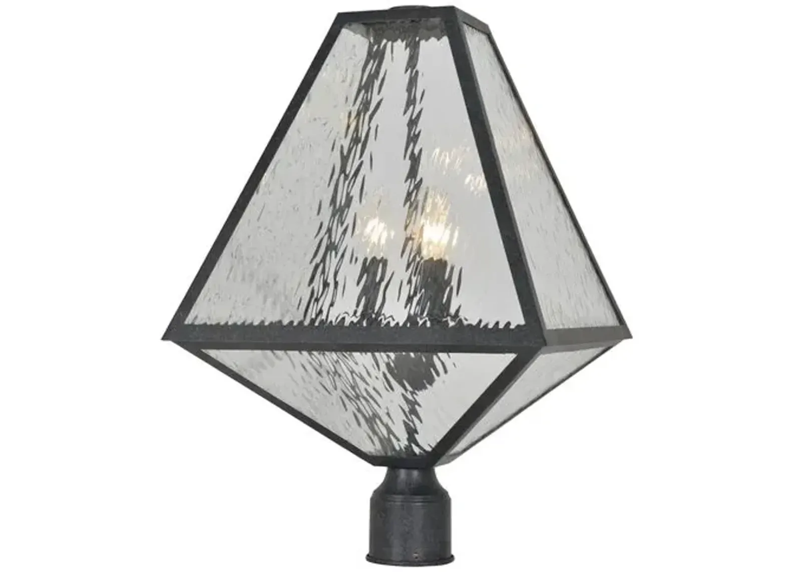 Glacier Large Outdoor 3-Light Post Lamp - Black Charcoal/Clear - Crystorama