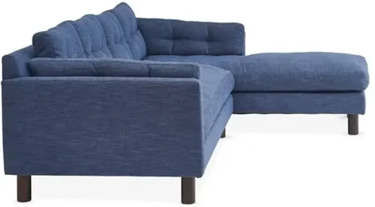 Marley Sectional Chaise - Indigo - Kim Salmela - Handcrafted - Blue - Comfortable, Sturdy, Stylish, Eco-Friendly, Eco-Friendly