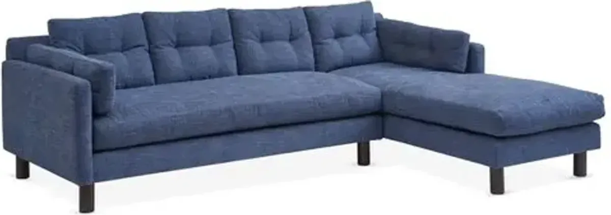 Marley Sectional Chaise - Indigo - Kim Salmela - Handcrafted - Blue - Comfortable, Sturdy, Stylish, Eco-Friendly, Eco-Friendly