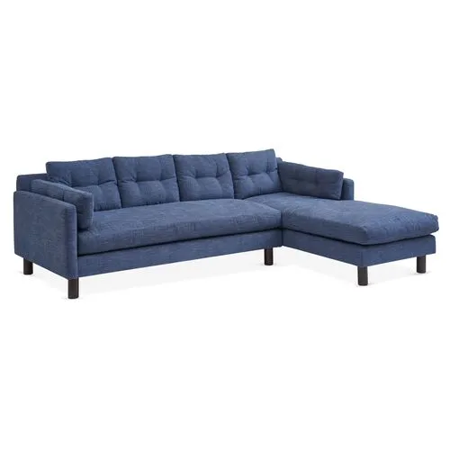 Marley Sectional Chaise - Indigo - Kim Salmela - Handcrafted - Blue - Comfortable, Sturdy, Stylish, Eco-Friendly, Eco-Friendly