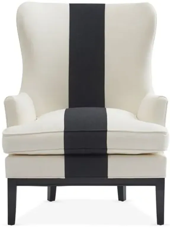 Calhoun Wingback Chair - Stripe - Kim Salmela - Handcrafted in The USA - Ivory - Comfortable, Stylish