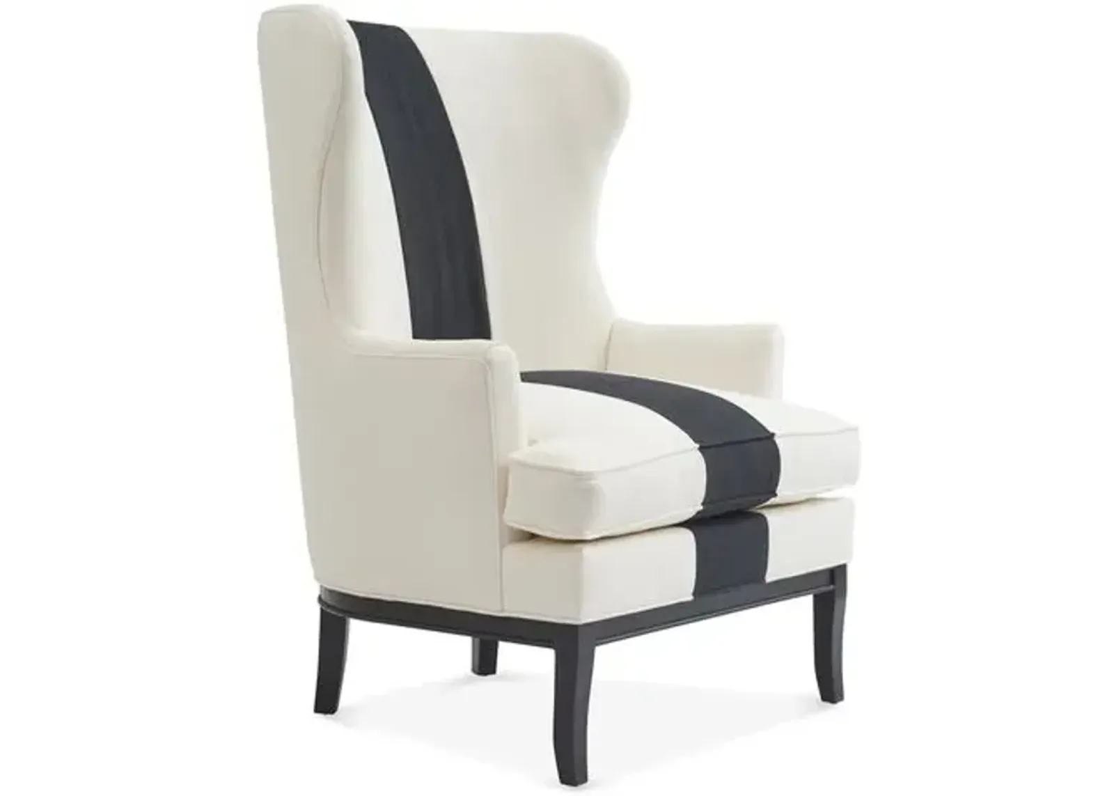 Calhoun Wingback Chair - Stripe - Kim Salmela - Handcrafted in The USA - Ivory - Comfortable, Stylish