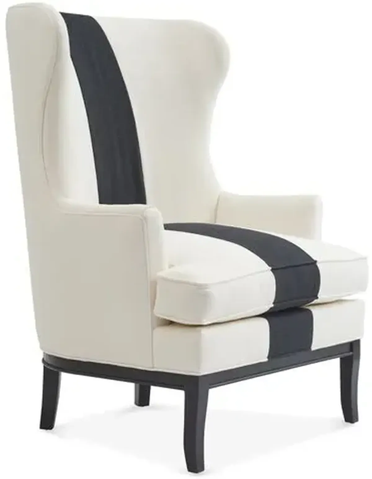 Calhoun Wingback Chair - Stripe - Kim Salmela - Handcrafted in The USA - Ivory - Comfortable, Stylish