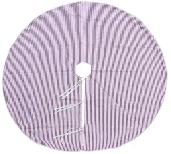 Red & Cream Ticking Christmas Tree Skirt