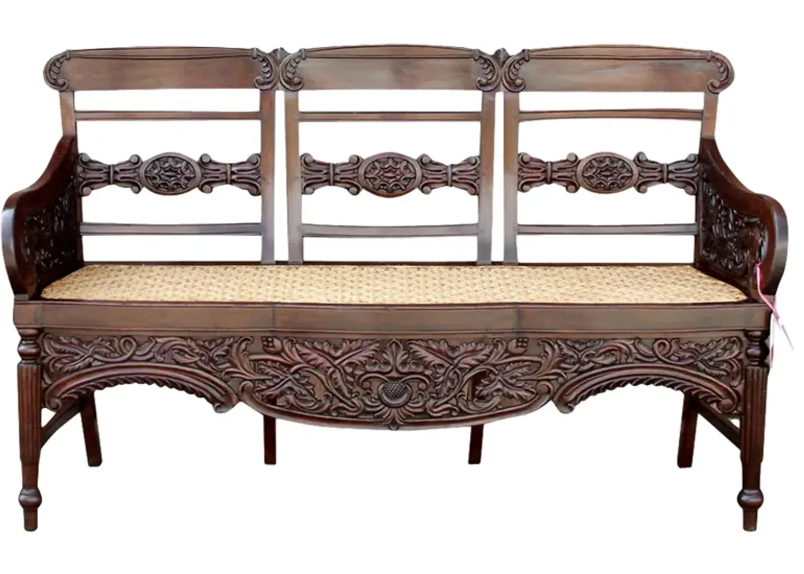 Antique Indo-Portuguese Rosewood Settee - de-cor - brown