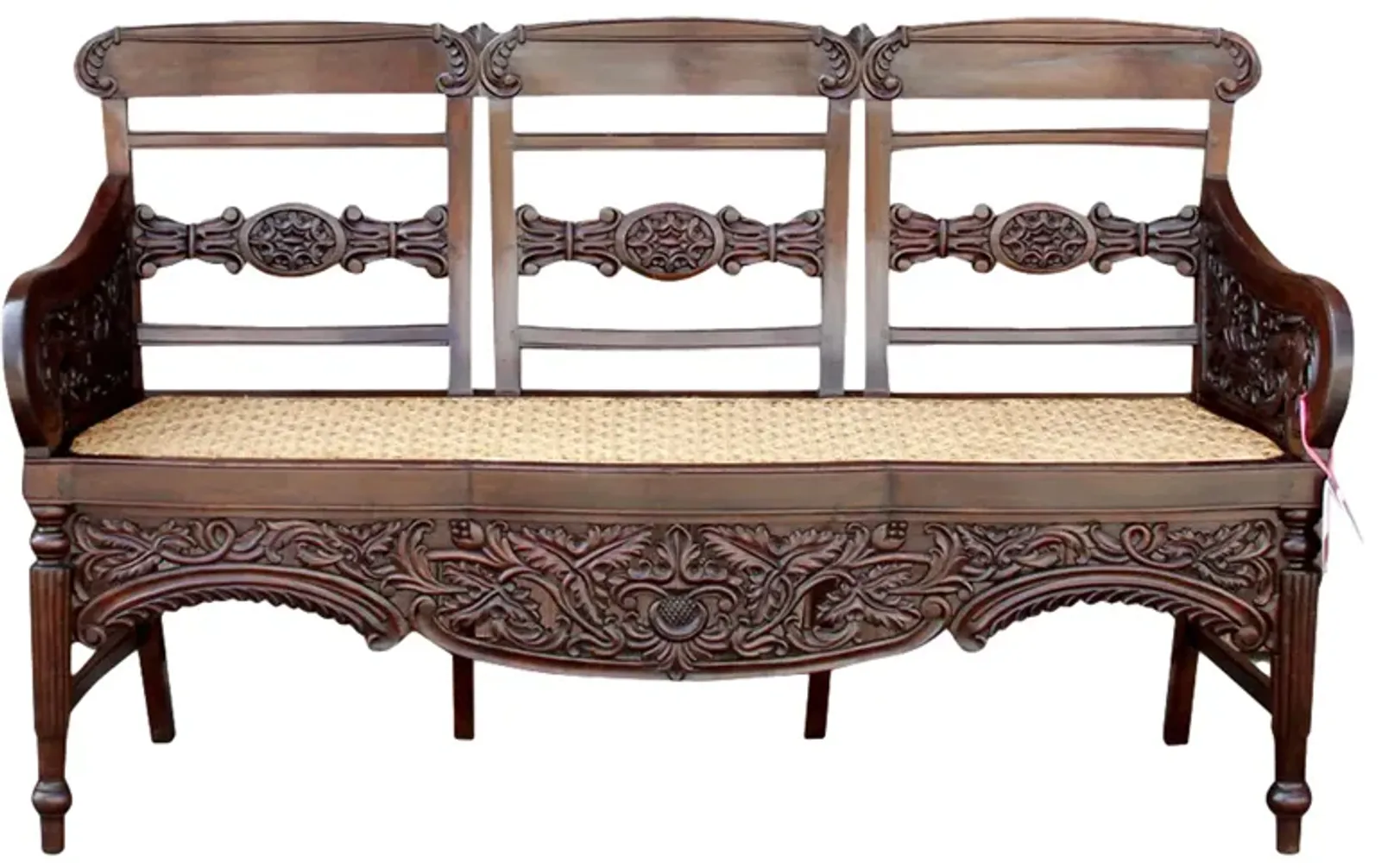 Antique Indo-Portuguese Rosewood Settee - de-cor - brown