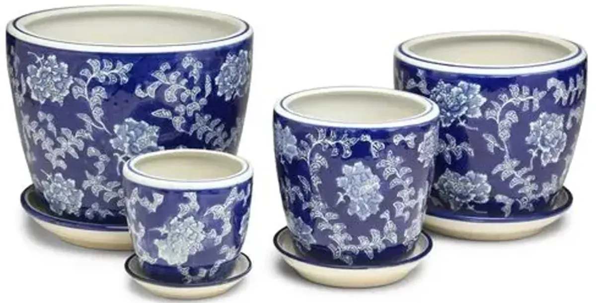 Asst. of 4 Kew Cachepots - Blue/White