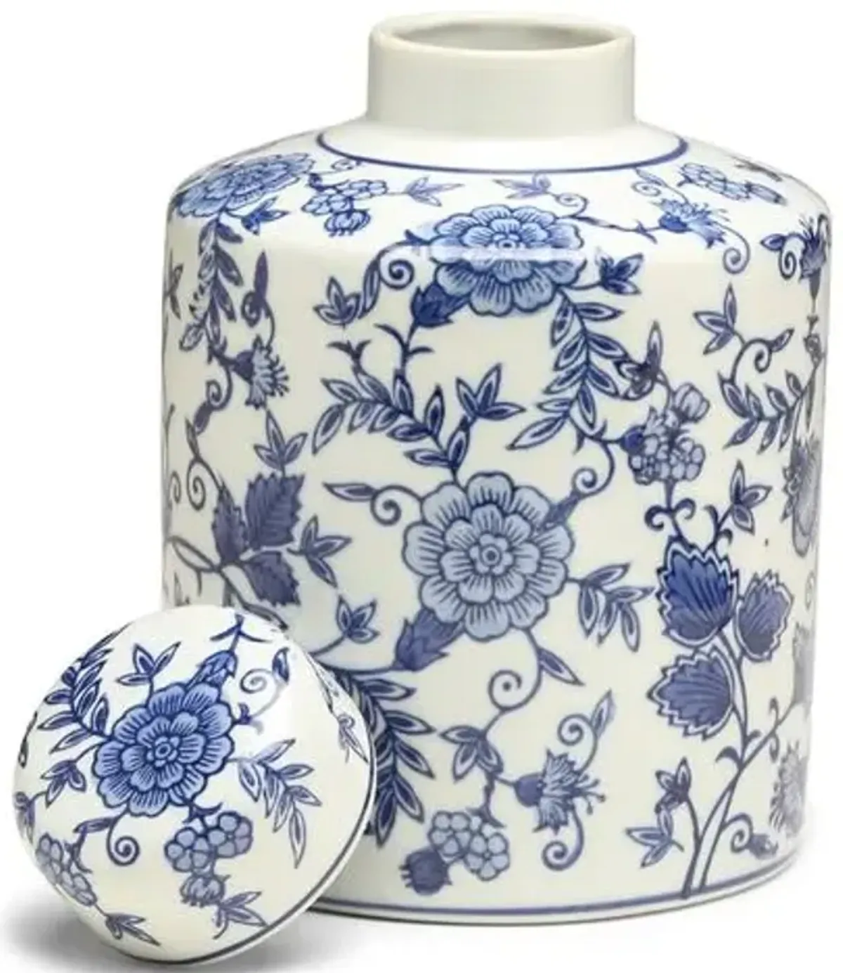 9" Arundel Cylindrical Ginger Jar - Blue/White